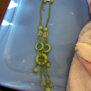 Women’s Vintage Green Beaded Necklace with Matching Earrings Set
